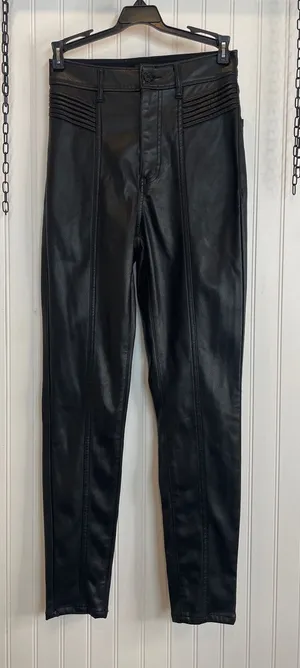 Express Black Super High Waisted Faux Leather Moto Skinny Pant Womens Size 0 thumbnail 1