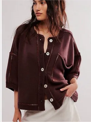 Free People Matilda Cardigan Chocolate size XL thumbnail 1