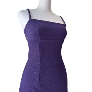 Vintage ‘90s XOXO Purple Metallic Sparkle Sleeveless Stretchy Bodycon Mini Dress thumbnail 5