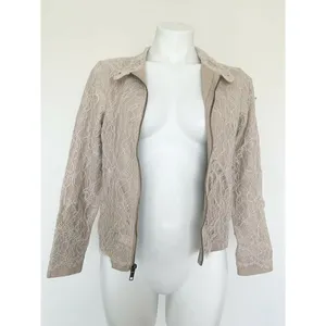 NEW Blue Life Light Beige Lace Zip Jacket Blazer Mandarin Collar jacket XS XSMAL thumbnail 5