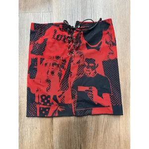 edikted Red Black Graphic Lace Up Mini Skirt missing lace vintage‎ thumbnail 4