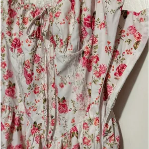 Women’s/Junior’s Floral White Pink‎ Green Corset Spaghetti Strap Dress Size L thumbnail 3