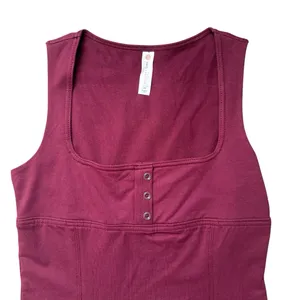 Anthropologie Daily‎ Practice Burgundy Slim Tank Mini Dress Square Neck Size XS thumbnail 3