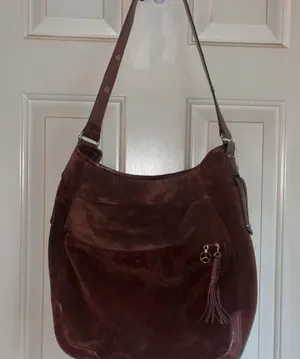 Mercedes Benz Rare Classic Brown Suede Leather Satchel Hand/Shoulder Bag thumbnail 1