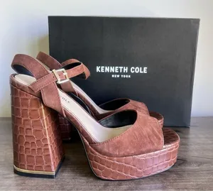 Kenneth Cole NEW Women’s New York Dolly Leather Platform Sandal Size 9.5 #B1674 thumbnail 1
