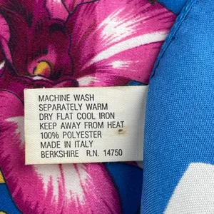 Berkshire‎ Blue Floral Polka Dot Scarf Wrap Made in Italy 33x33 thumbnail 5