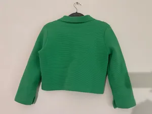 Alice + Olivia Ila Green Collared Knit Jacket Medium thumbnail 6