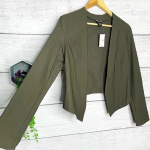 NWT Vintage Wet Seal Y2K Olive Green High Low Cropped Blazer Jacket Size XL thumbnail 1