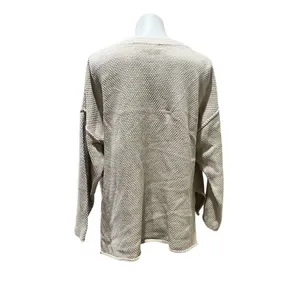 Free People Women's Henley Sweater Beige Medium Long Sleeve Relaxed Fit thumbnail 3