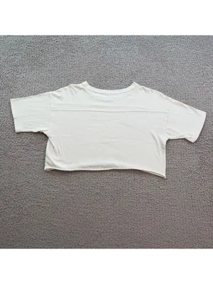 American Eagle Cropped Varsity Logo Tee White Short Sleeve Women's Small Y2K thumbnail 2