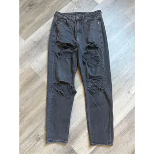 American Eagle Destroyed Mom Jeans High Rise Black Grunge 6 thumbnail 5