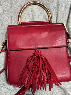 Red Leather Tassel Top-Handle Crossbody Bag thumbnail 1