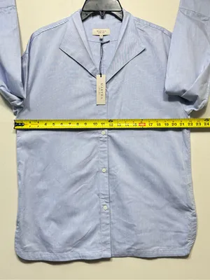 Martha Stewart women’s the relaxed classic fit Light Blue Button-Down Shirt NWT thumbnail 2