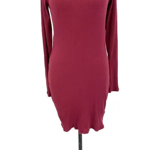 Free People Beach Guess Who's Back Rib Knit Cutout Dress Wild Garnet‎ Size Large thumbnail 6