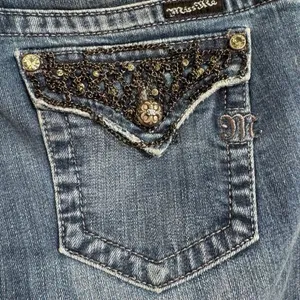 Miss Me Chain Pocket Low Rise Bootcut Western Rhinestone Jeans Size‎ 28 thumbnail 9