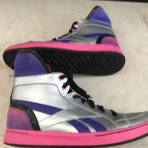 Retro Reebok hightop silver sneakers pink & purple thumbnail 5