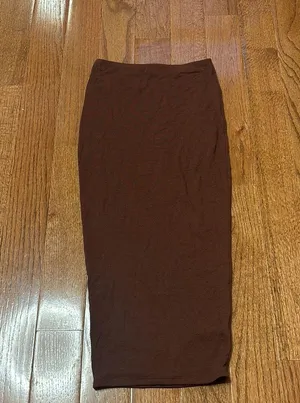 Naked Wardrobe Bae-sic brown midi pencil skirt - XS thumbnail 2