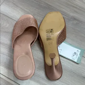 H&M studded nude sparkle open toe heels NEW size 8 thumbnail 5