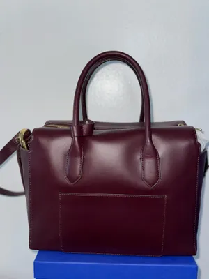 J.Crew Women's Burgundy Leather Handbag with gold hardware thumbnail 3