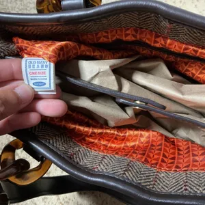 Old Navy Herringbone Bag Dark Academia Tortoise Chain‎ Link Shoulder Bag thumbnail 5