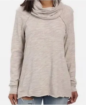Free People Beach Cowl Neck Pullover Womens XS/S Oatmeal Space‎ Dye Cotton OB482393 thumbnail 1