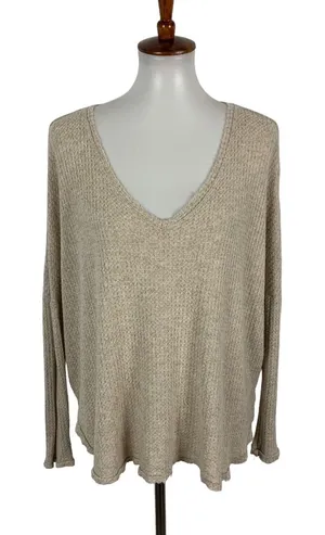 Urban Outfitters Cream V Neck Long Sleeve‎ Top Small Boho Slouchy Knit thumbnail 1