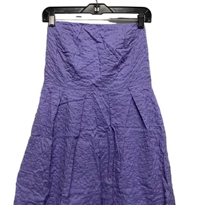 J. CREW Purple Strapless‎ Geometric Women's 10 Textured Cotton w/ Pockets Dress thumbnail 5