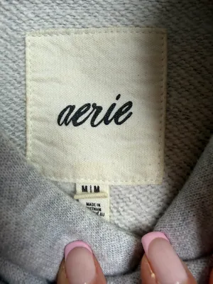Aerie Pullover Grey Hoodie Size Medium Side Tie thumbnail 2