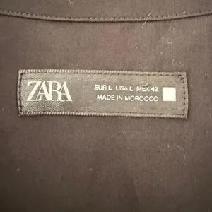 Zara Button Down Boxy Plain Black Long Sleeves Button Down Blouse SZ L #2574 thumbnail 7