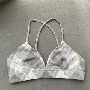 Alo Yoga Vapor Argyle Splendor Bra Gravel/Titanium XS thumbnail 2