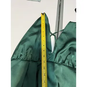 Dress to Success Halter Top Lounging Dress Maxi Women's M Green Satin Open Skirt thumbnail 7