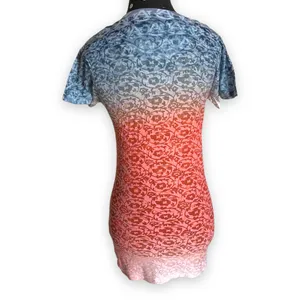 Pressbox Womens Tee Size Large Auburn Blue‎ Orange Burnout Sheer Fitted thumbnail 2