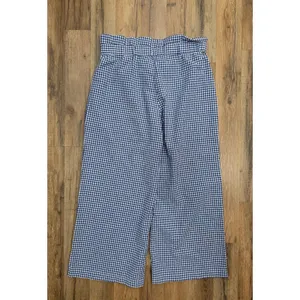 Joie Gingham Wide‎ Leg Cropped Pants Paperbag Waist Blue White Size L thumbnail 5