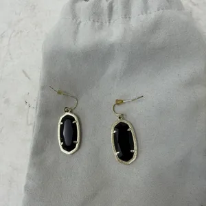 Kendra Scott Elle Gold Drop Earrings Black Opaque Glass thumbnail 6