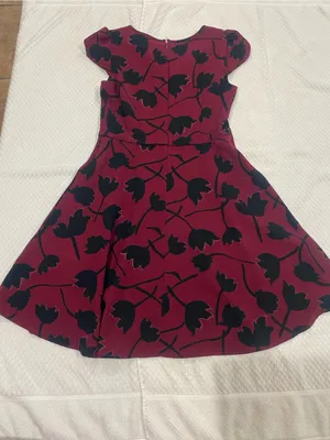 LOFT Burgundy Mini Dress with Black Floral Print thumbnail 5