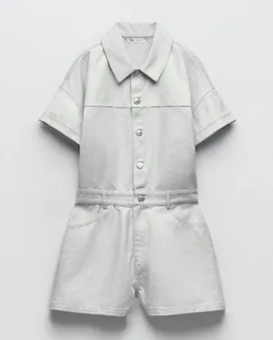 NWOT ZARA Denim Cotton Shimmer Romper Playsuit Bloggers Fave thumbnail 5