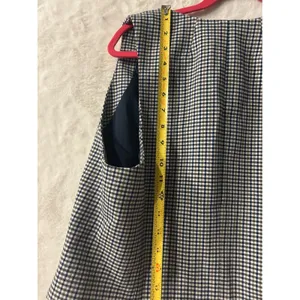 Madewell Italian Fabric Plaid Button Front Vest Navy Black‎ White Size 8 thumbnail 8