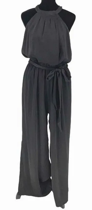 Dress Forum Womens Halter Tie Waist Cut-Out Sleeveless Jumpsuit Black Medium NWT thumbnail 1