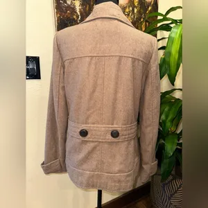 EUC BERSHKA Double Breasted Peacoat  Wool Swing Jacket LIGHT BROWN Coat. thumbnail 2