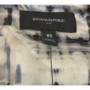 Banana Republic XS Abstract Shirt Dress NWT Belted Long Sleeve Blue White‎ Midi thumbnail 7