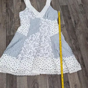 American Eagle coquette cottagecore patchwork Lace Inset Mini Dress thumbnail 4