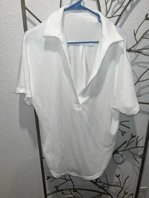 White oversized v neck line shirt Size XS thumbnail 1