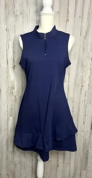 Women's Size Large Sleeveless Blue Ruffle Hem Knee Length Athletic Dress‎ thumbnail 1