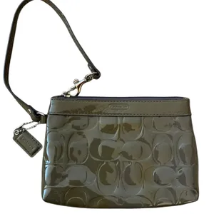Coach Moss Green Patent Leather Signature‎ Wristlet Y2K Aesthetic thumbnail 2