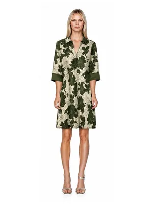 NWT Revolve x Perlavera Clara Button Down Shirt Dress in Green Lotus Khaki thumbnail 9