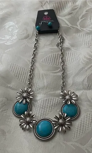 Paparazzi Necklace & Earrings Set Cowboy Casanova Turquoise Western Southwest thumbnail 1