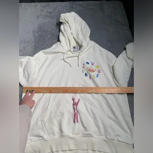 Adidas originals love United Cream Hoodie with Colorful Embroidery XL thumbnail 8