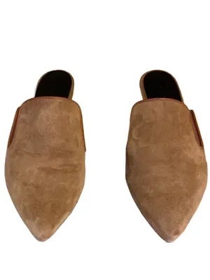 Jenni Kayne Handcrafted Cognac Brown Suede Leather Slide Mule Slides (36) thumbnail 7