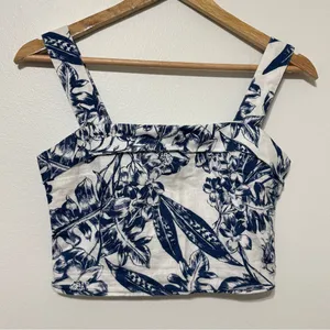 Abercrombie & Fitch Blue Floral Tank Top Size XS Crop Tropical Vacation Beach thumbnail 2