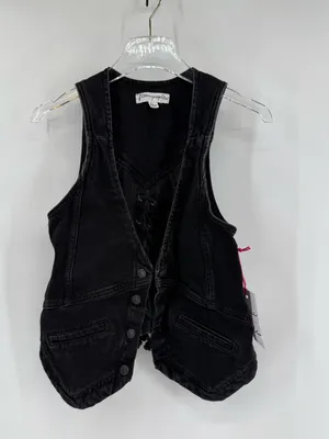 Free people Black Beckett Denim‎ Suit Size 27 Brand New Vest thumbnail 3